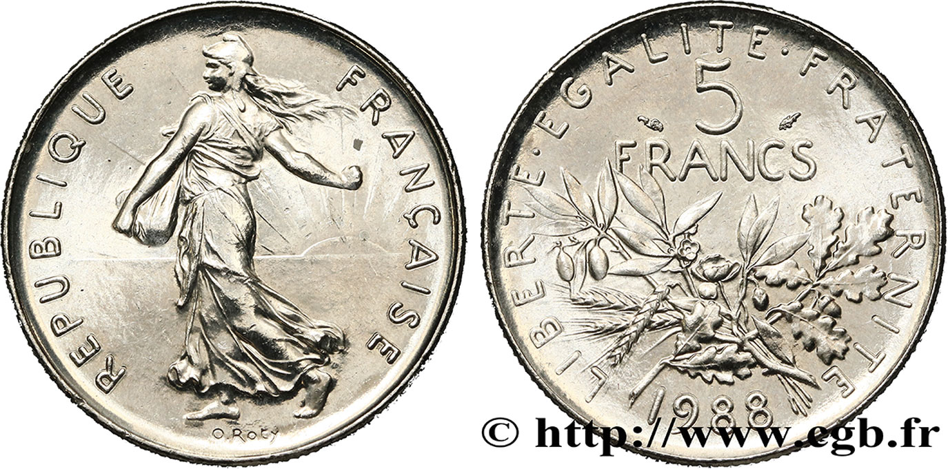 5 francs Semeuse, nickel 1988 Pessac F.341/20 SPL 