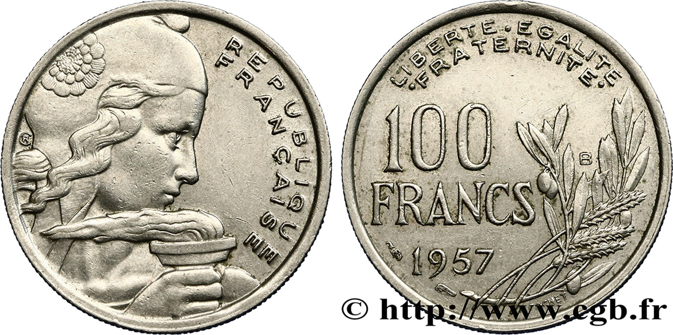 100 francs Cochet 1957 Beaumont-le-Roger F.450/11 AU50 