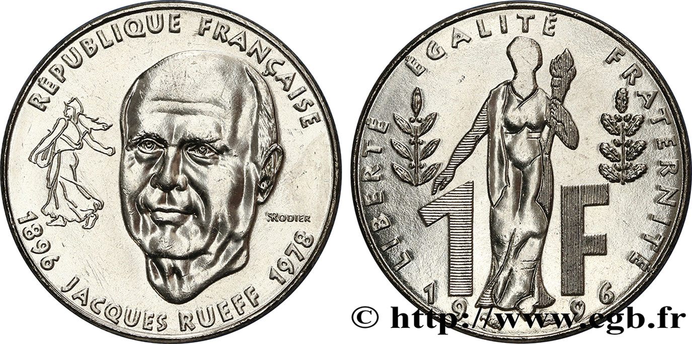 1 franc Jacques Rueff 1996  F.231/2 MS62 