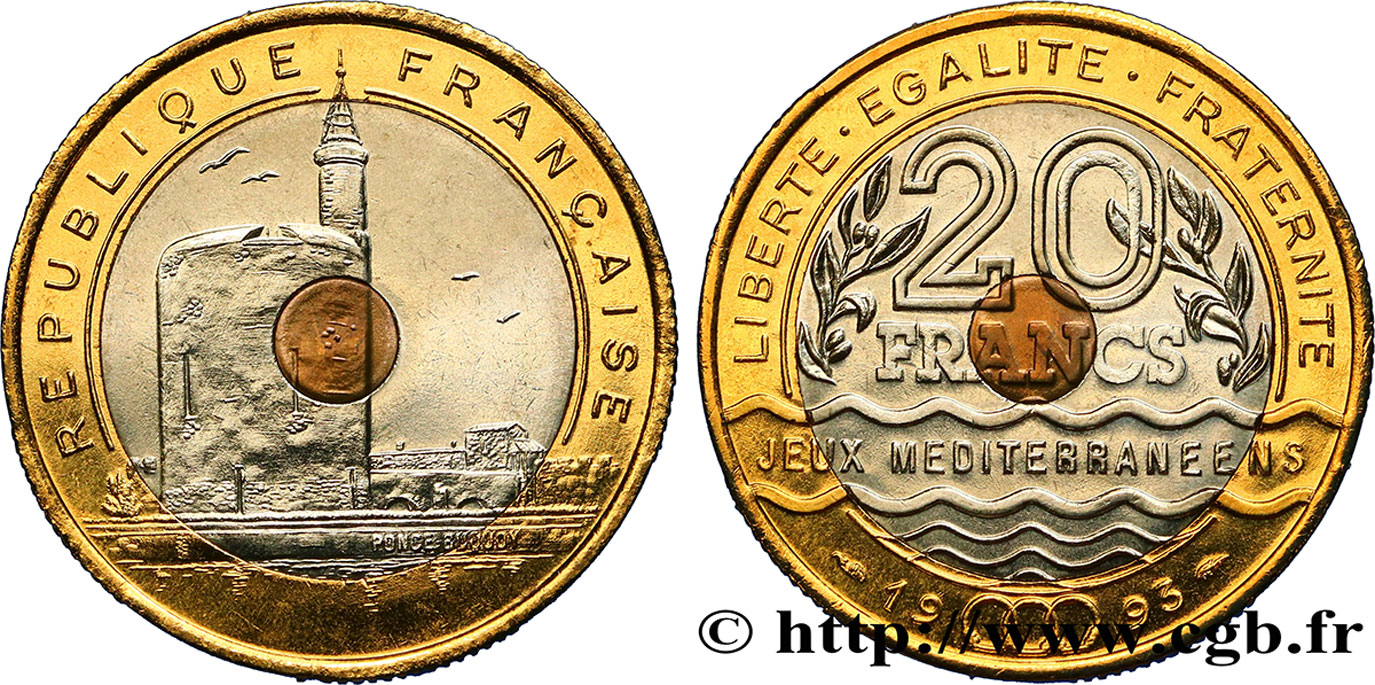 20 francs Jeux Méditerranéens 1993 Pessac F.404/2 MS63 