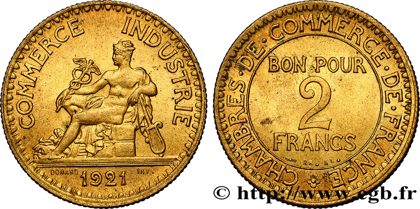 2 francs Chambres de Commerce 1921  F.267/3 MS60 