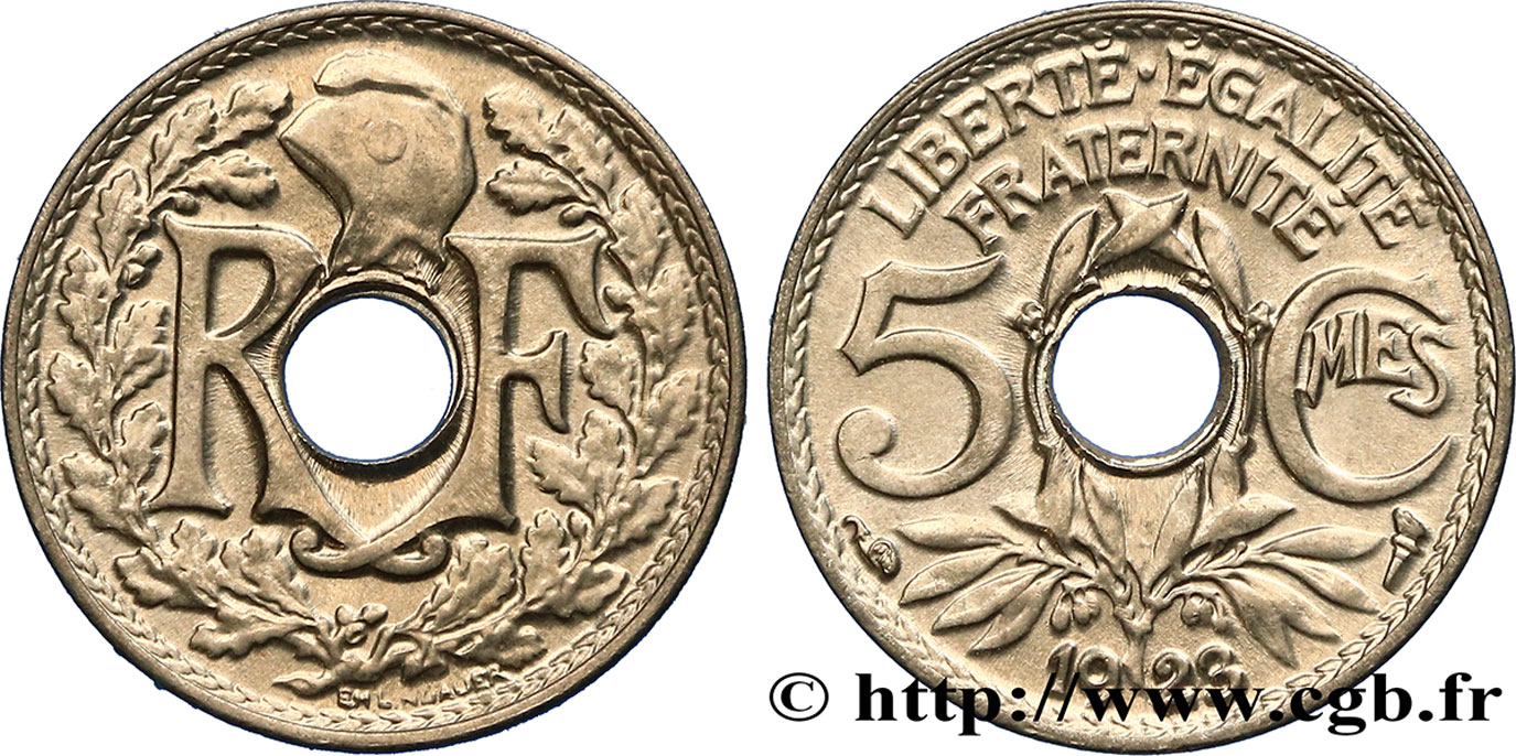 5 centimes Lindauer, petit module 1923 Paris F.122/6 MS64 