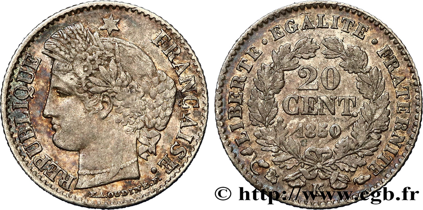 20 centimes Cérès, IIe République 1850 Bordeaux F.146/5 TB35 