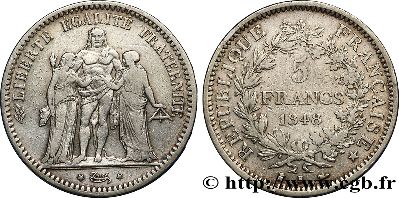 5 francs Hercule, IIe République 1848 Bordeaux F.326/4 MB35 