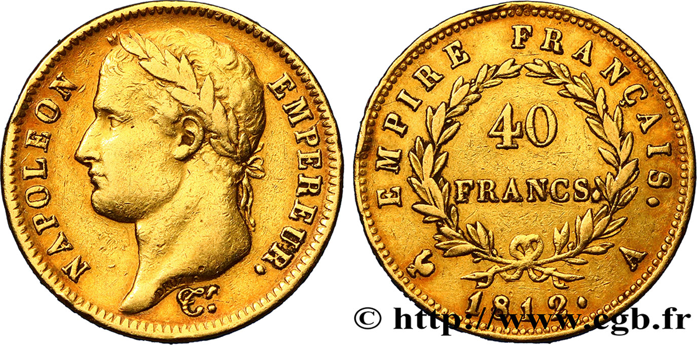 40 francs or Napoléon 1812 Paris F.541/9 XF40 