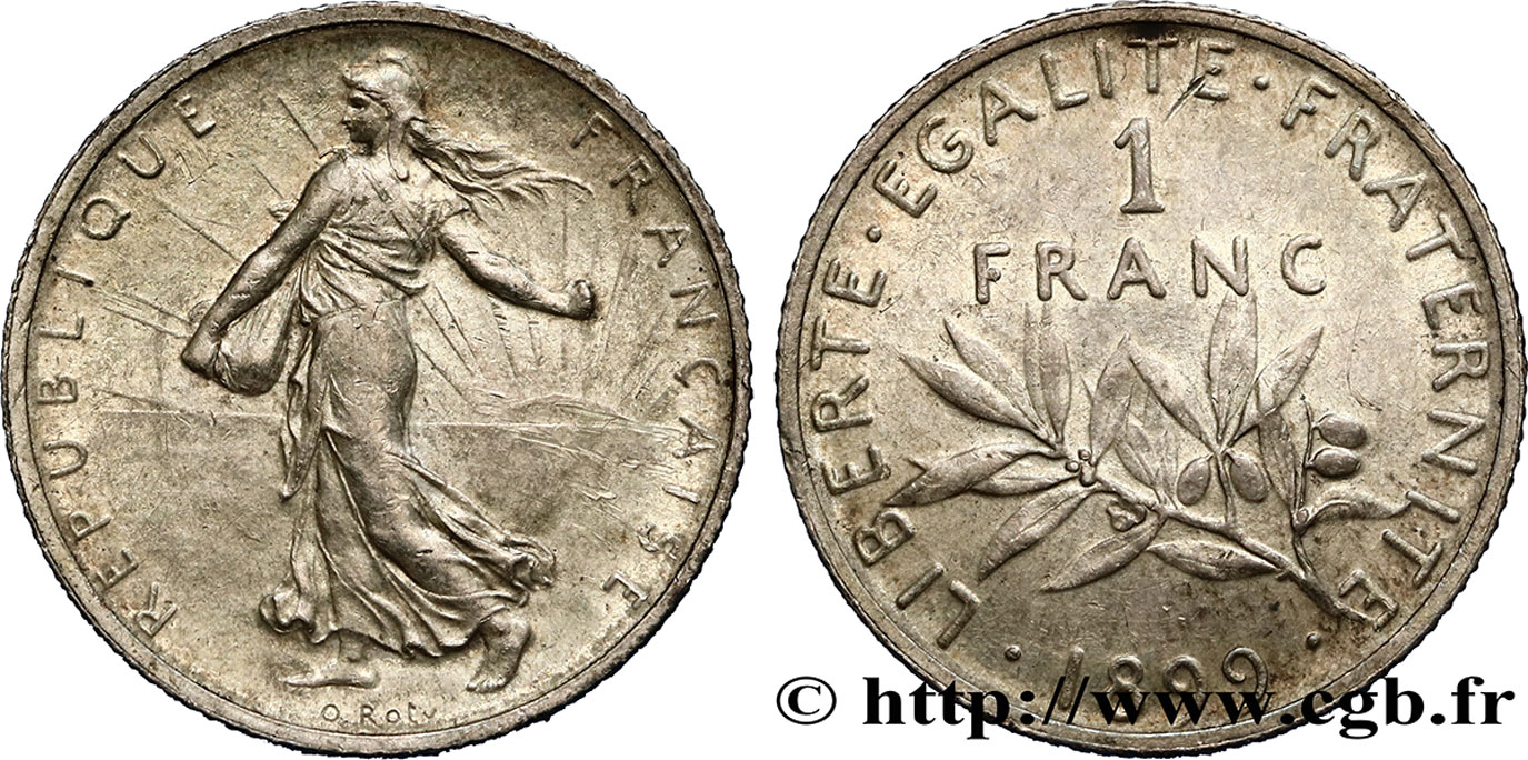 1 franc Semeuse 1899 Paris F.217/3 AU52 