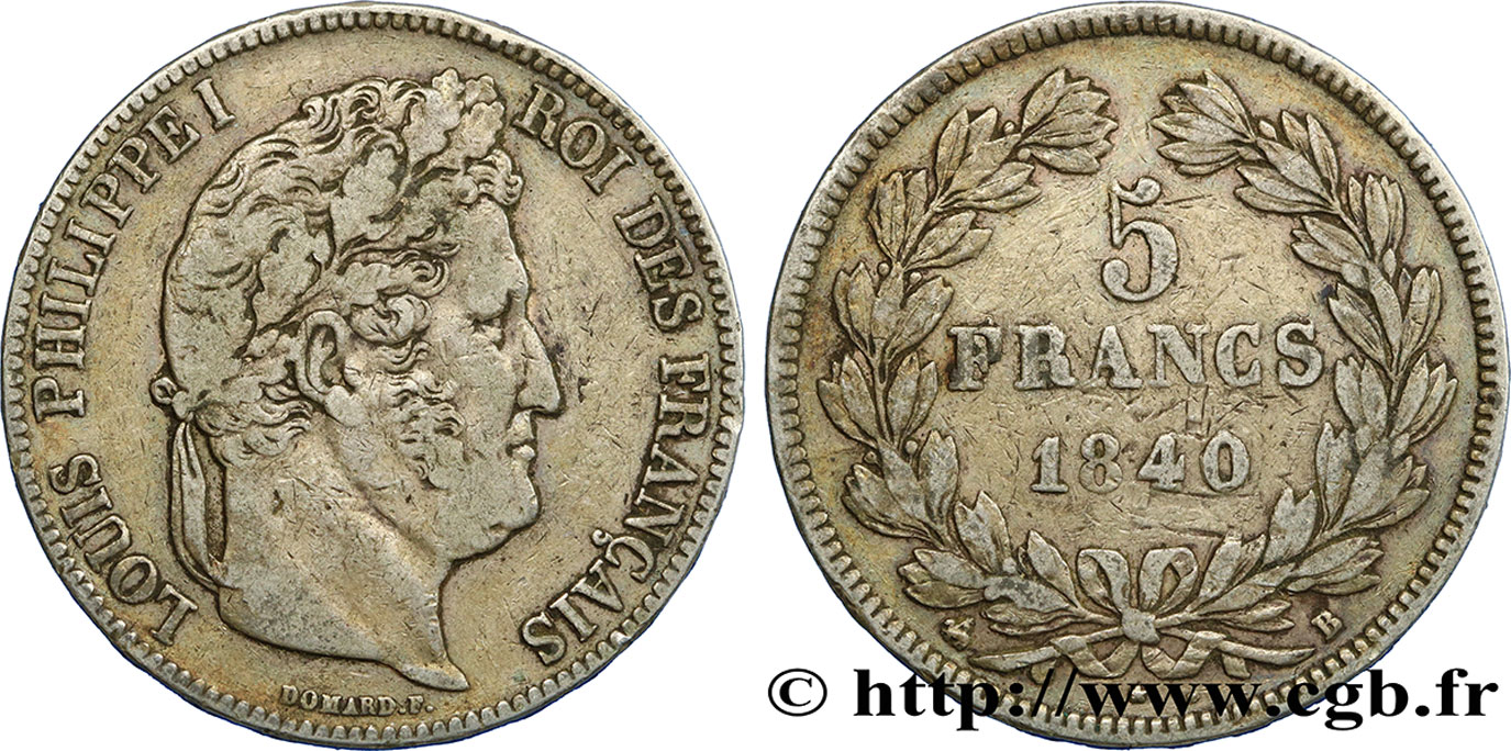 5 francs IIe type Domard 1840 Rouen F.324/84 BC+ 