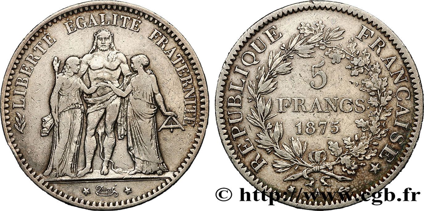 5 francs Hercule 1875 Paris F.334/14 fSS 