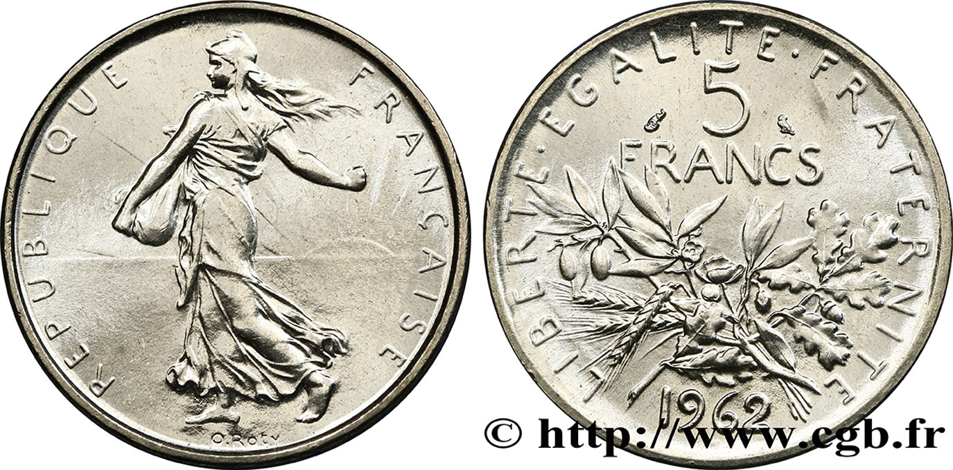 5 francs Semeuse, argent 1962 Paris F.340/6 FDC65 