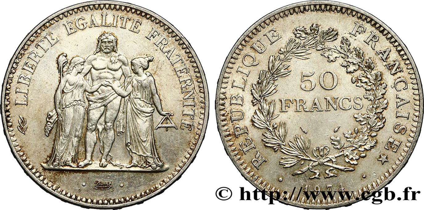 50 francs Hercule, avers de la 20 francs 1974  F.426/1 AU52 