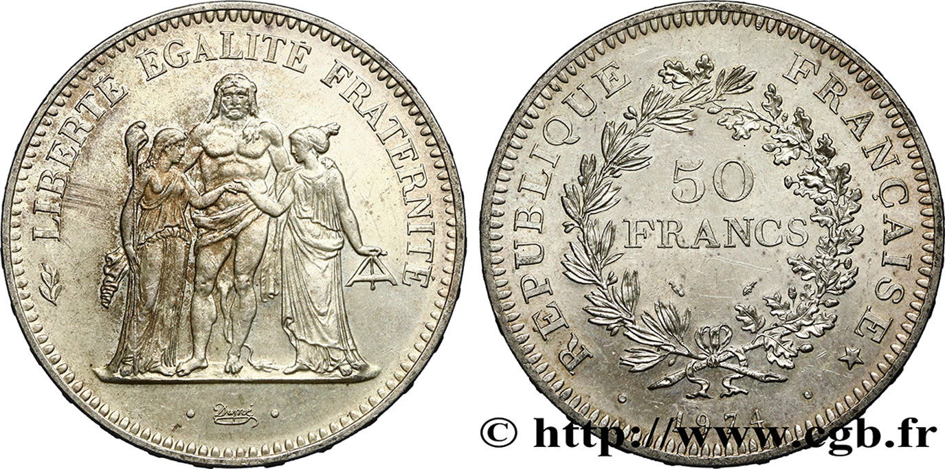 50 francs Hercule, avers de la 20 francs 1974  F.426/1 SS52 