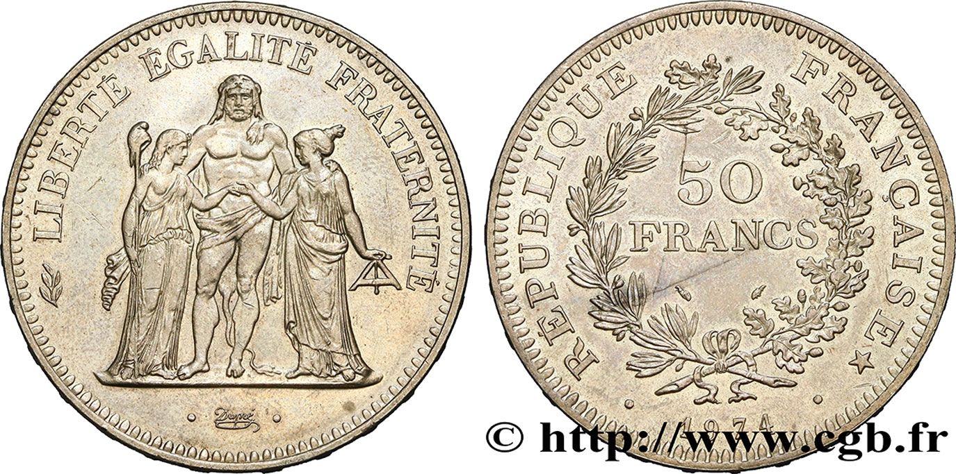 50 francs Hercule, avers de la 20 francs 1974  F.426/1 AU55 