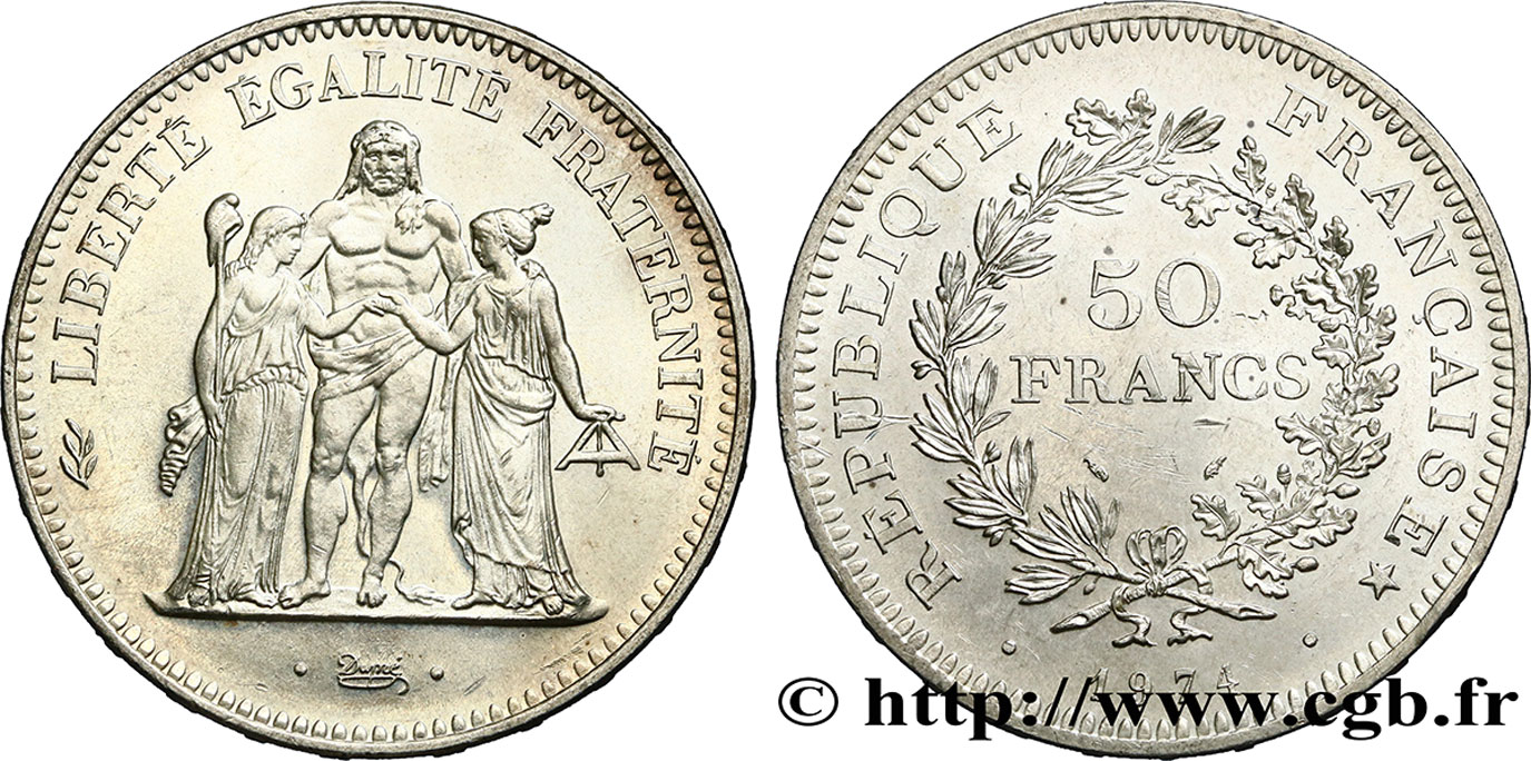 50 francs Hercule, avers de la 20 francs 1974  F.426/1 SPL55 