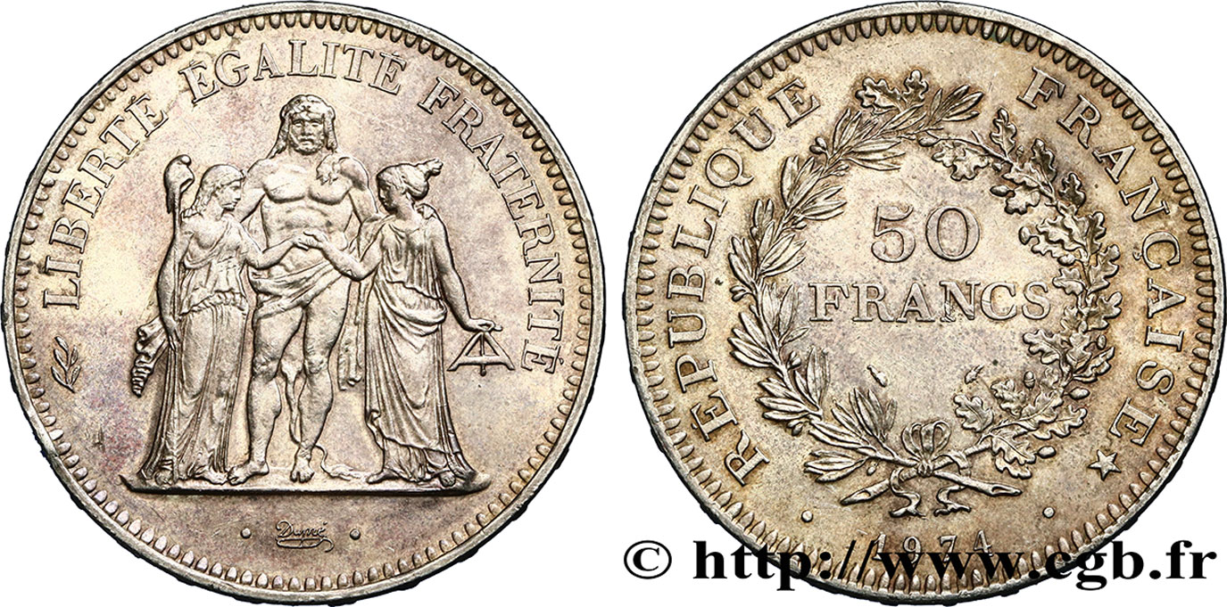 50 francs Hercule, avers de la 20 francs 1974  F.426/1 SPL58 
