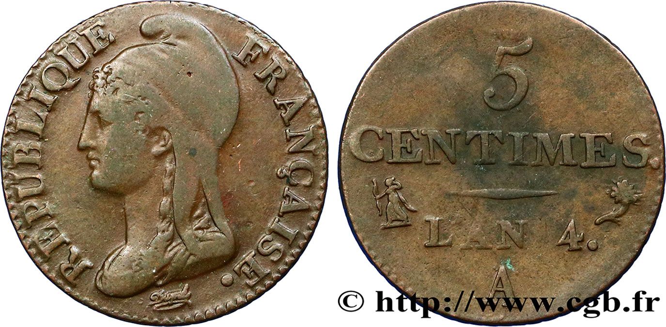 5 centimes Dupré, petit module 1796 Paris F.113/1 TTB45 