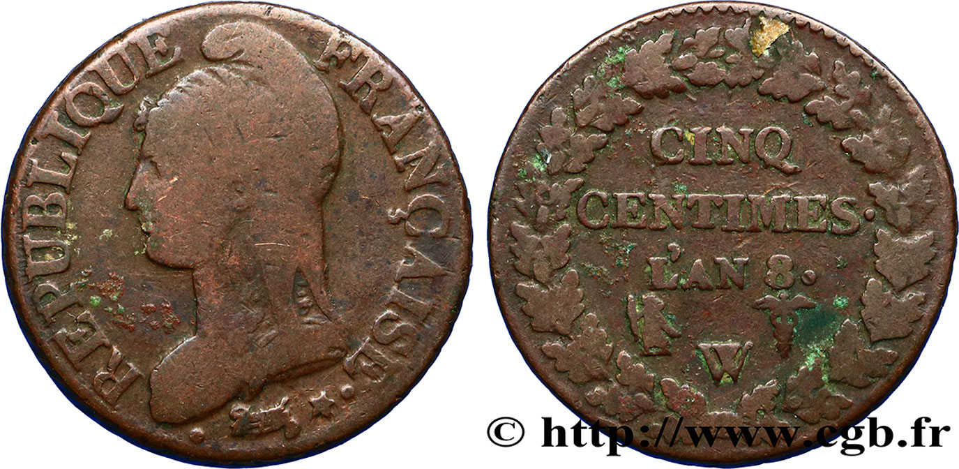 Cinq centimes Dupré, grand module 1800 Lille F.115/134 TB25 