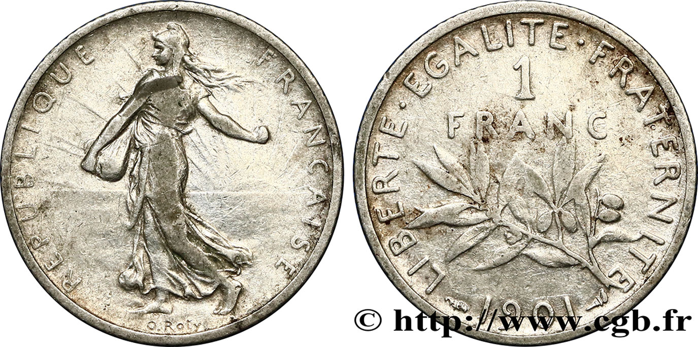1 franc Semeuse 1901 Paris F.217/6 VF25 