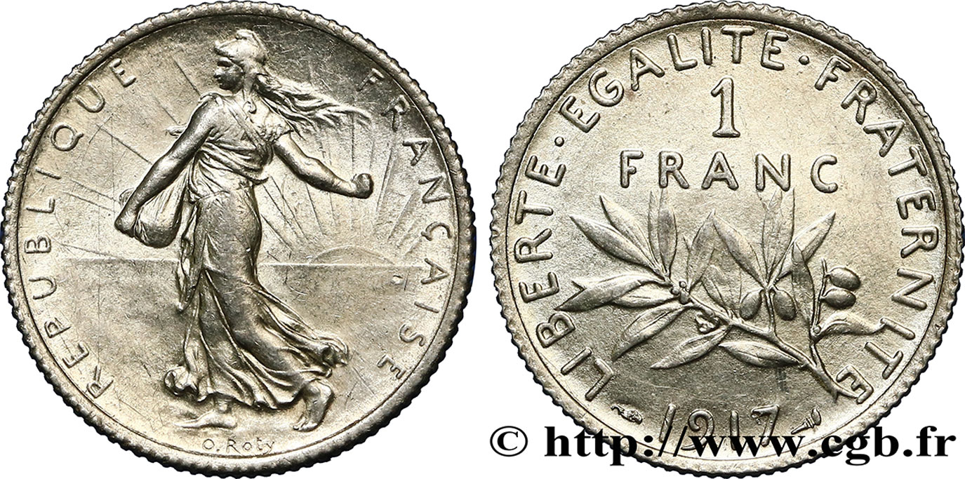 1 franc Semeuse 1917  F.217/23 AU58 