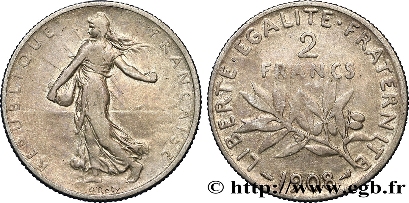 2 francs Semeuse 1908  F.266/10 TB25 