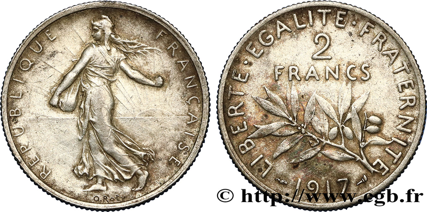 2 francs Semeuse 1917  F.266/19 AU52 