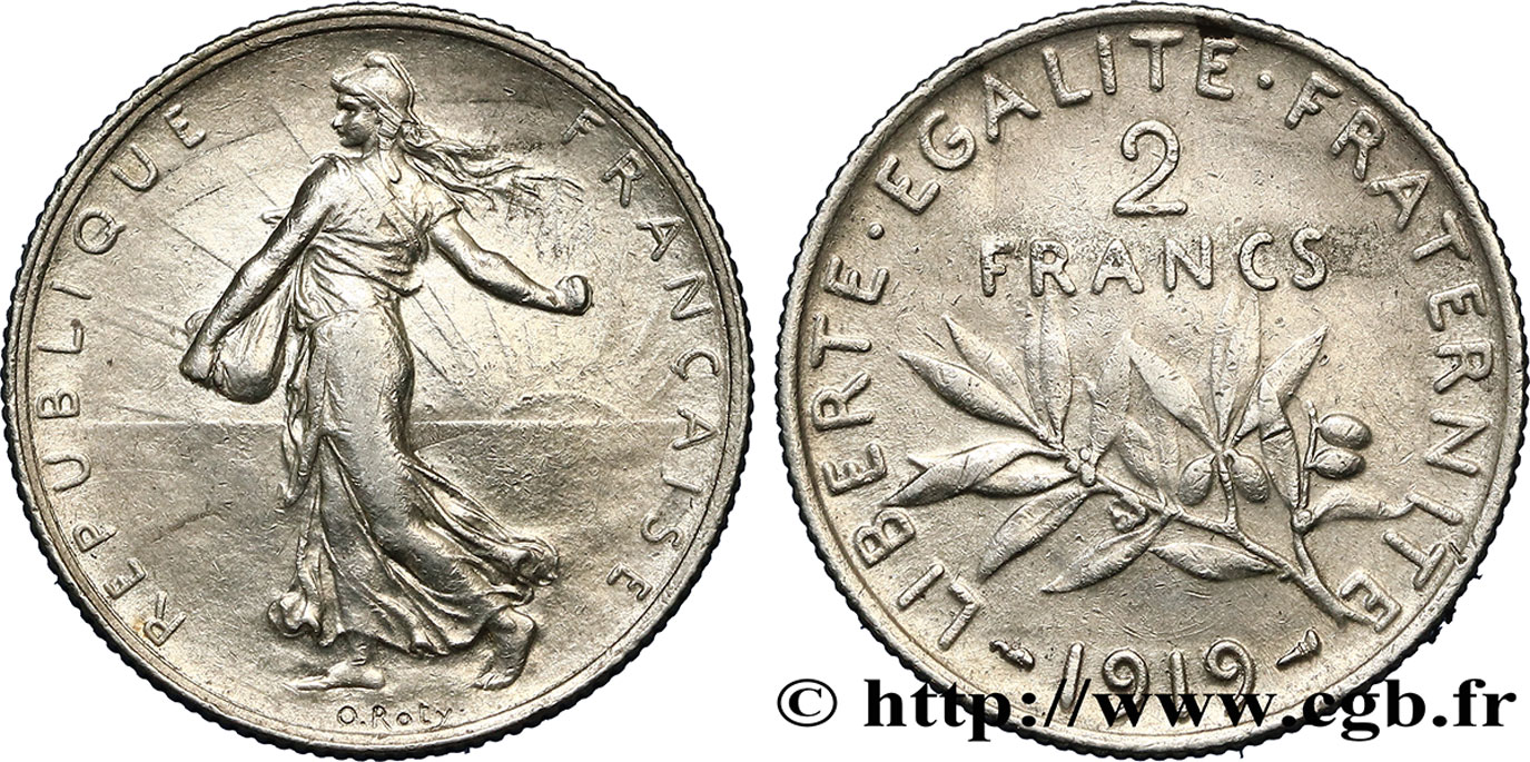 2 francs Semeuse 1919  F.266/21 MBC48 