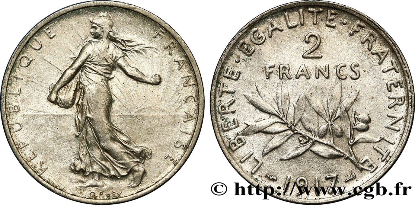 2 francs Semeuse 1917  F.266/19 TTB52 