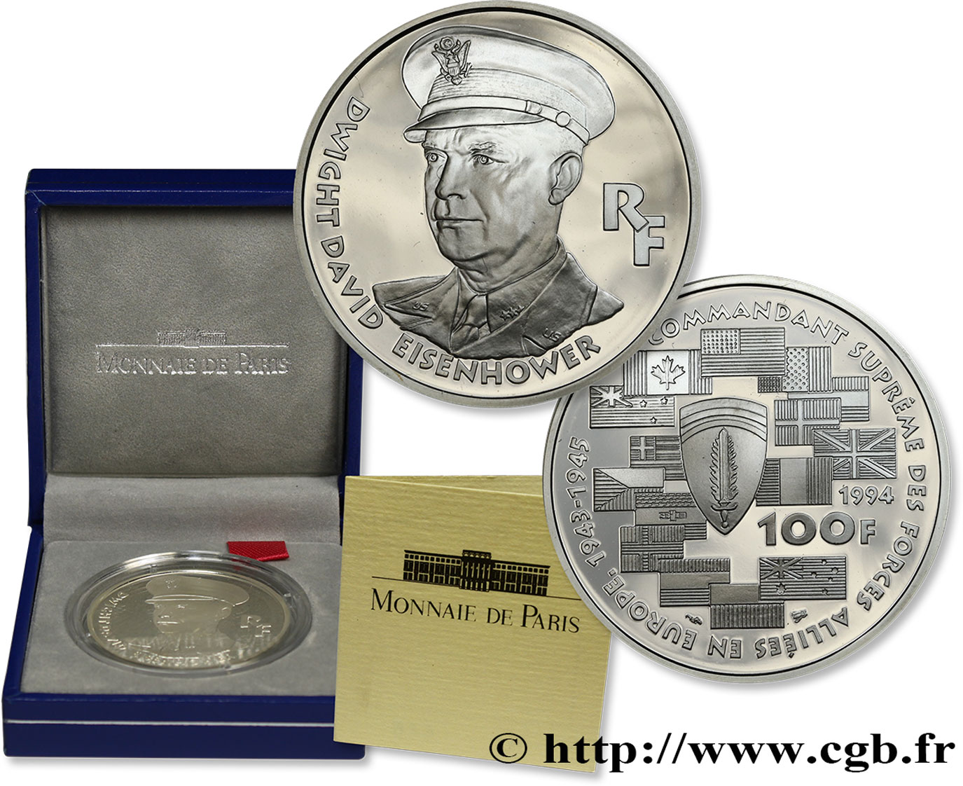 Belle Épreuve 100 francs - Dwight David Eisenhower 1994 Paris F5.1634 1 FDC 