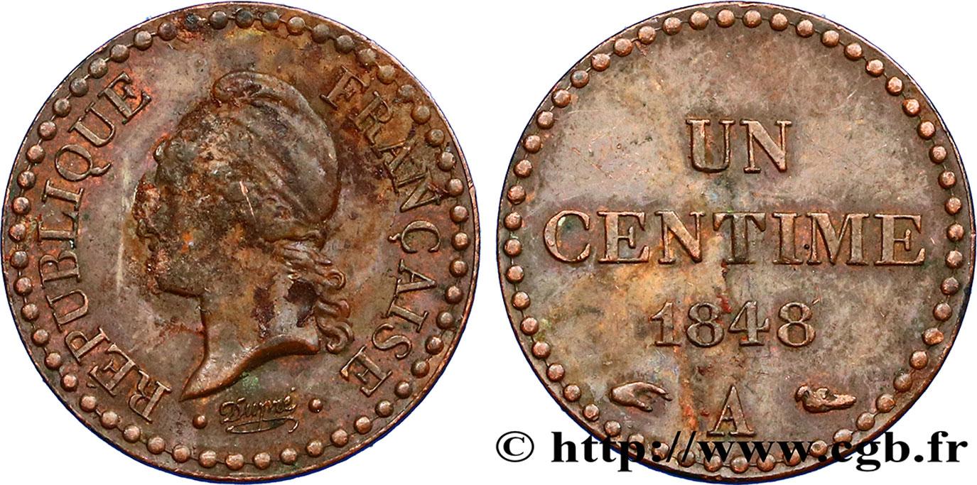Un centime Dupré, IIe République 1848 Paris F.101/1 TTB 