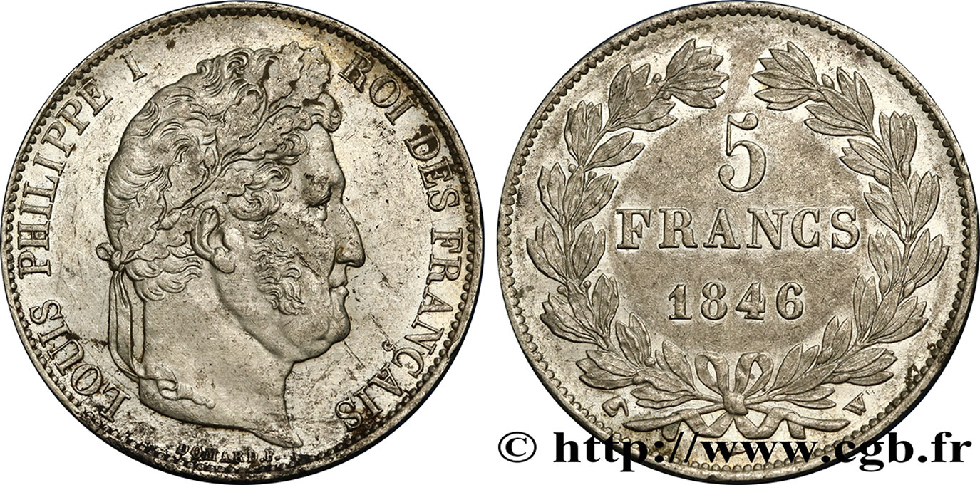 5 francs IIIe type Domard 1846 Lille F.325/13 AU 