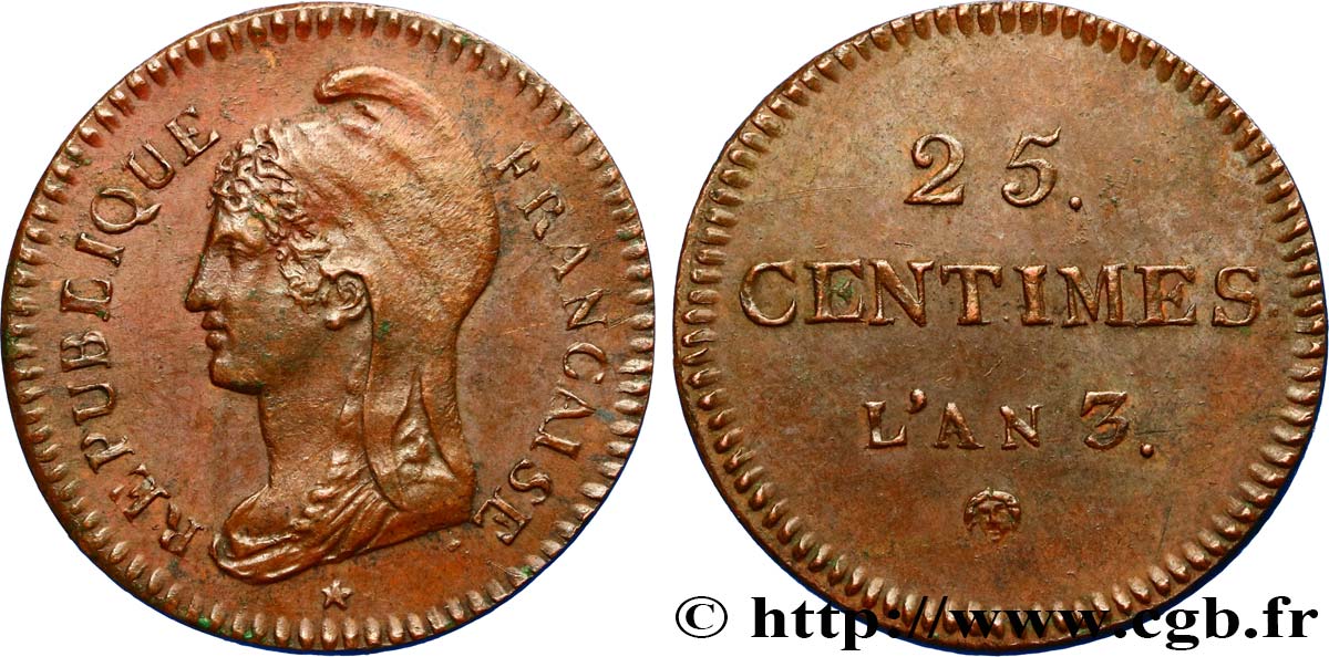 Essai de 25 centimes 1795 Paris VG.438  AU58 
