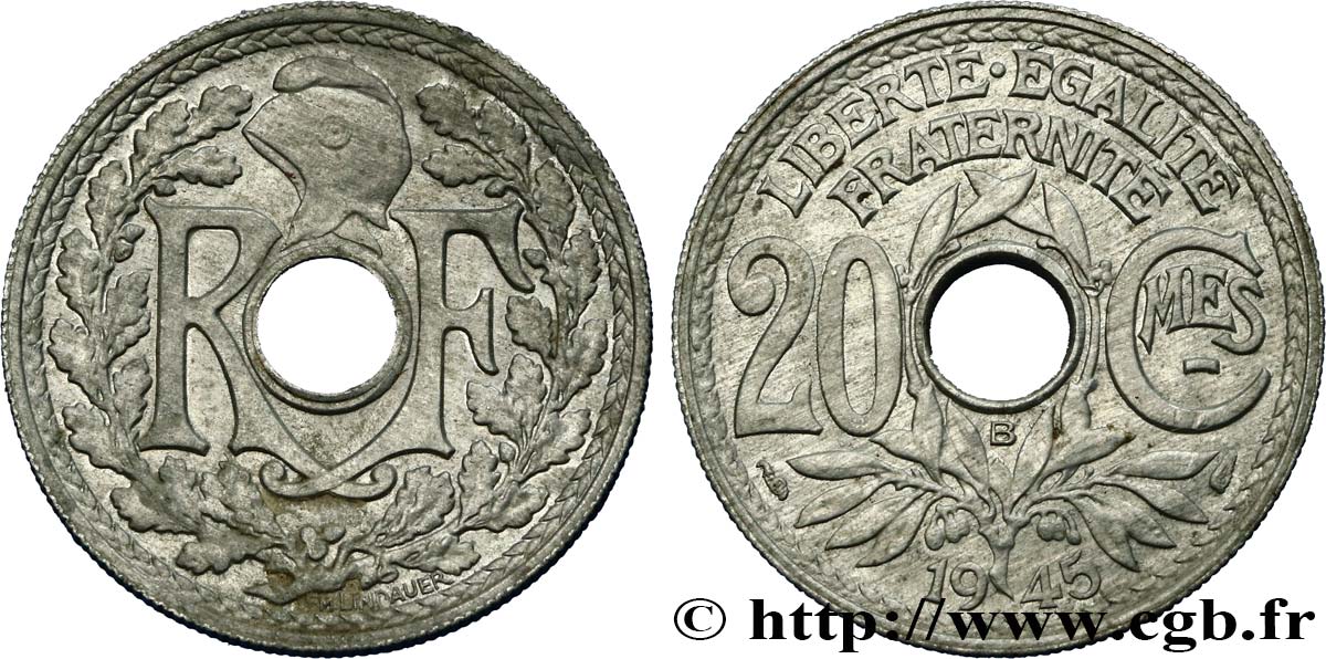 20 centimes Lindauer 1945 Beaumont-Le-Roger F.155/3 EBC58 
