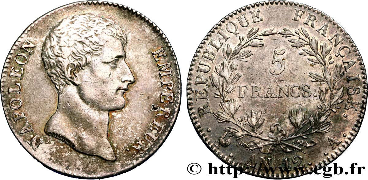5 francs Napoléon Empereur, type intermédiaire 1804 Paris F.302/1 SS52 