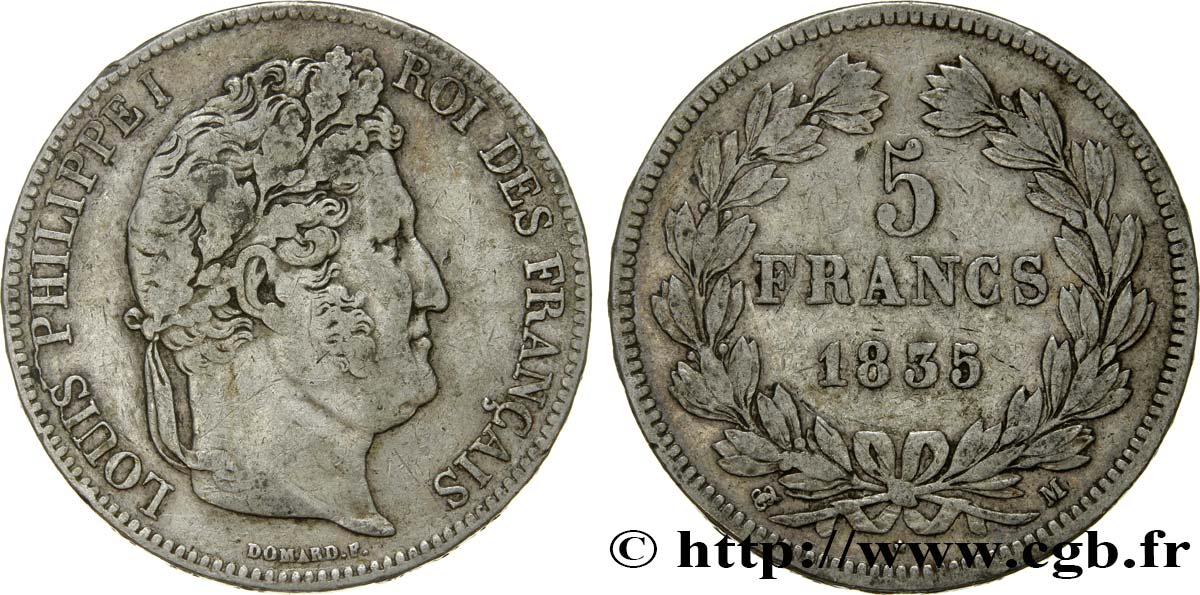 5 francs IIe type Domard 1835 Toulouse F.324/49 MBC40 