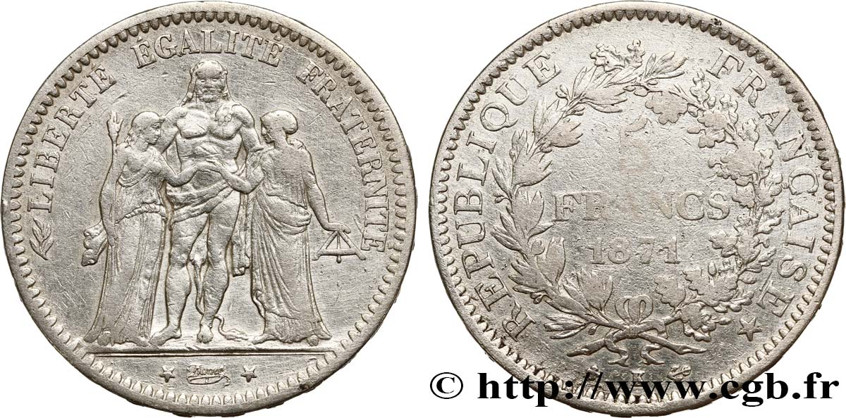 5 francs Hercule 1871 Bordeaux F.334/5 S25 