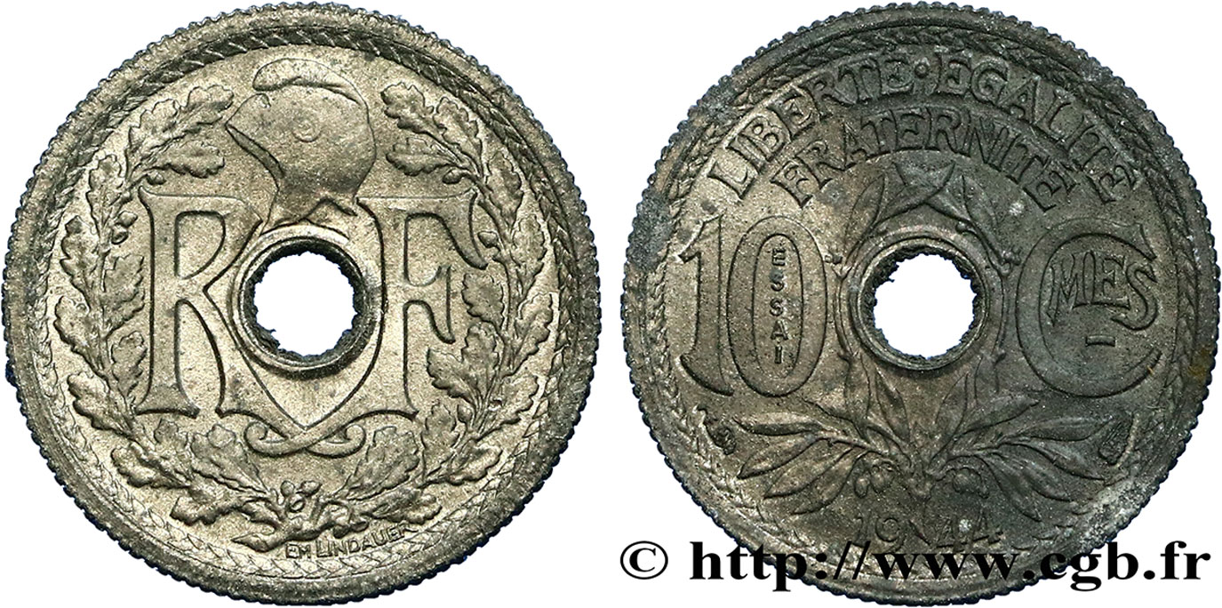 Essai de 10 centimes Lindauer, petit module  1944 Paris F.143/1 EBC58 