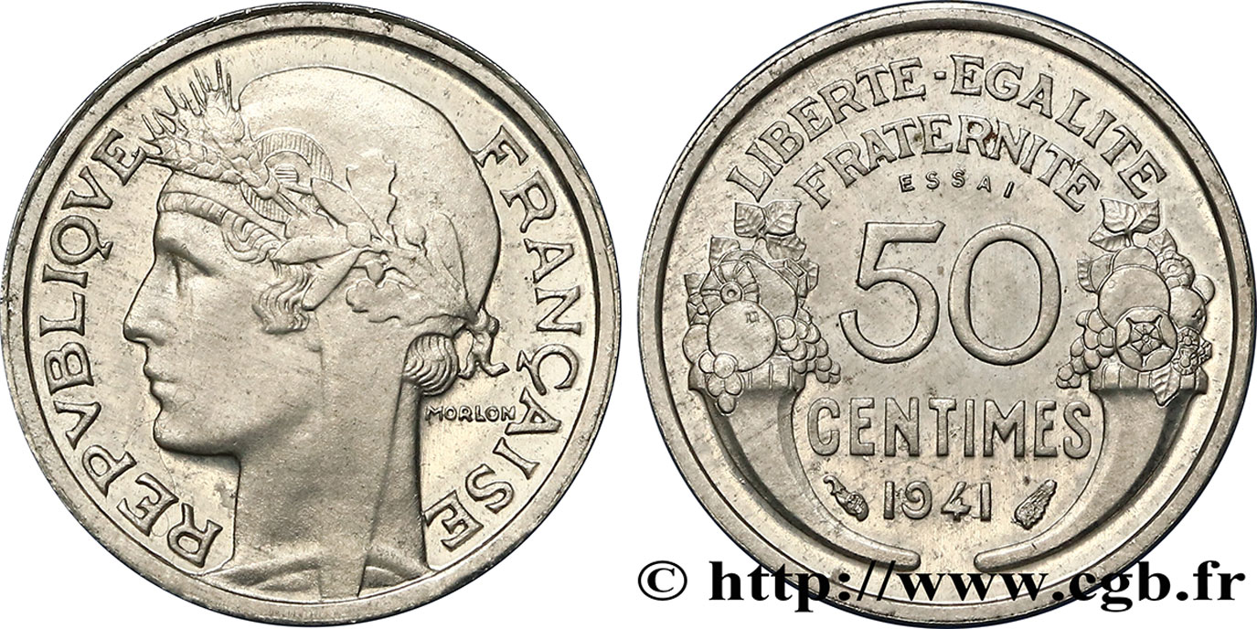 Essai de 50 centimes Morlon, lourde 1941 Paris F.193/1 SPL64 