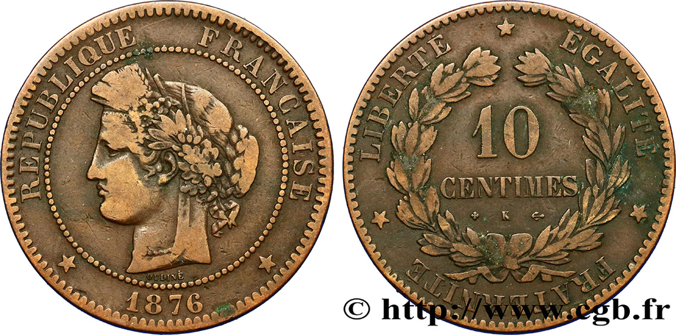 10 centimes Cérès 1876 Bordeaux F.135/17 MB25 