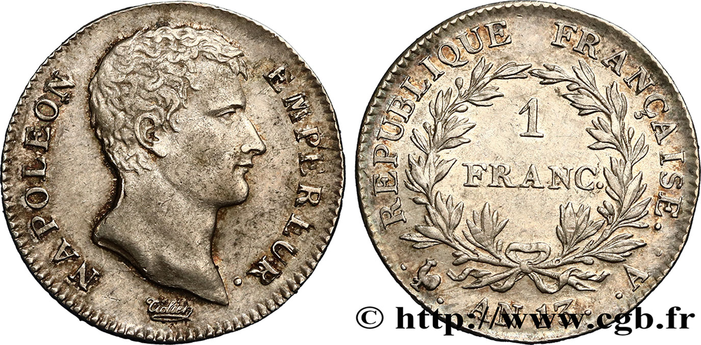1 franc Napoléon Empereur, Calendrier révolutionnaire 1805 Paris F.201/14 MBC52 