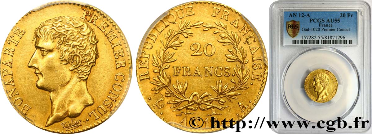 20 francs or Bonaparte Premier Consul 1804 Paris F.510/2 AU55 PCGS