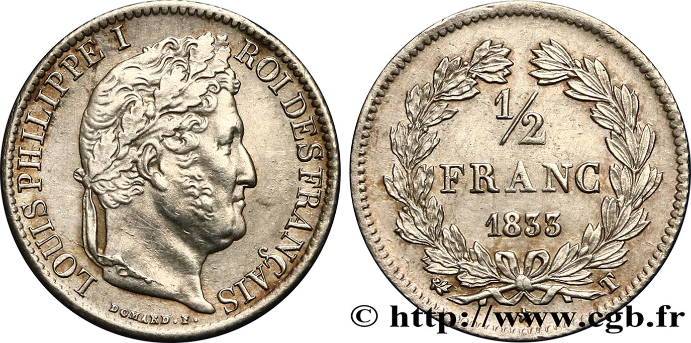 1/2 franc Louis-Philippe 1833 Nantes F.182/38 MBC48 