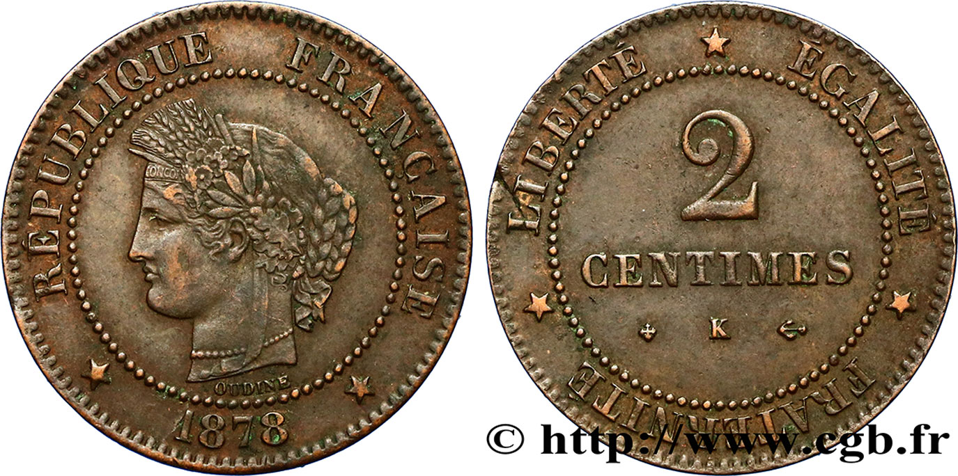 2 centimes Cérès 1878 Bordeaux F.109/4 MB35 