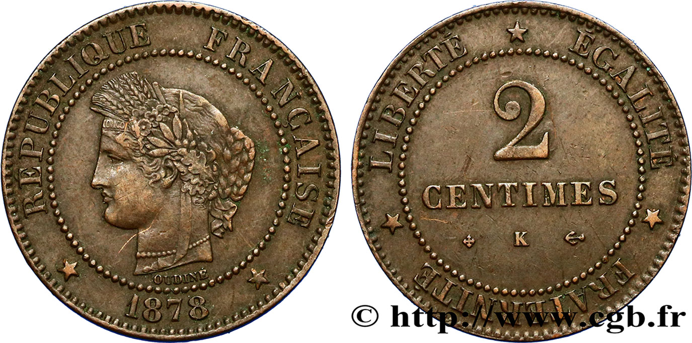 2 centimes Cérès 1878 Bordeaux F.109/4 TTB45 