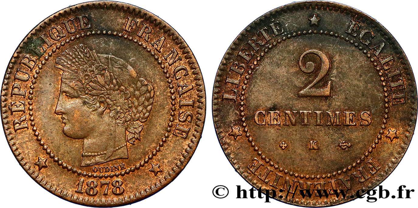 2 centimes Cérès 1878 Bordeaux F.109/4 TTB48 