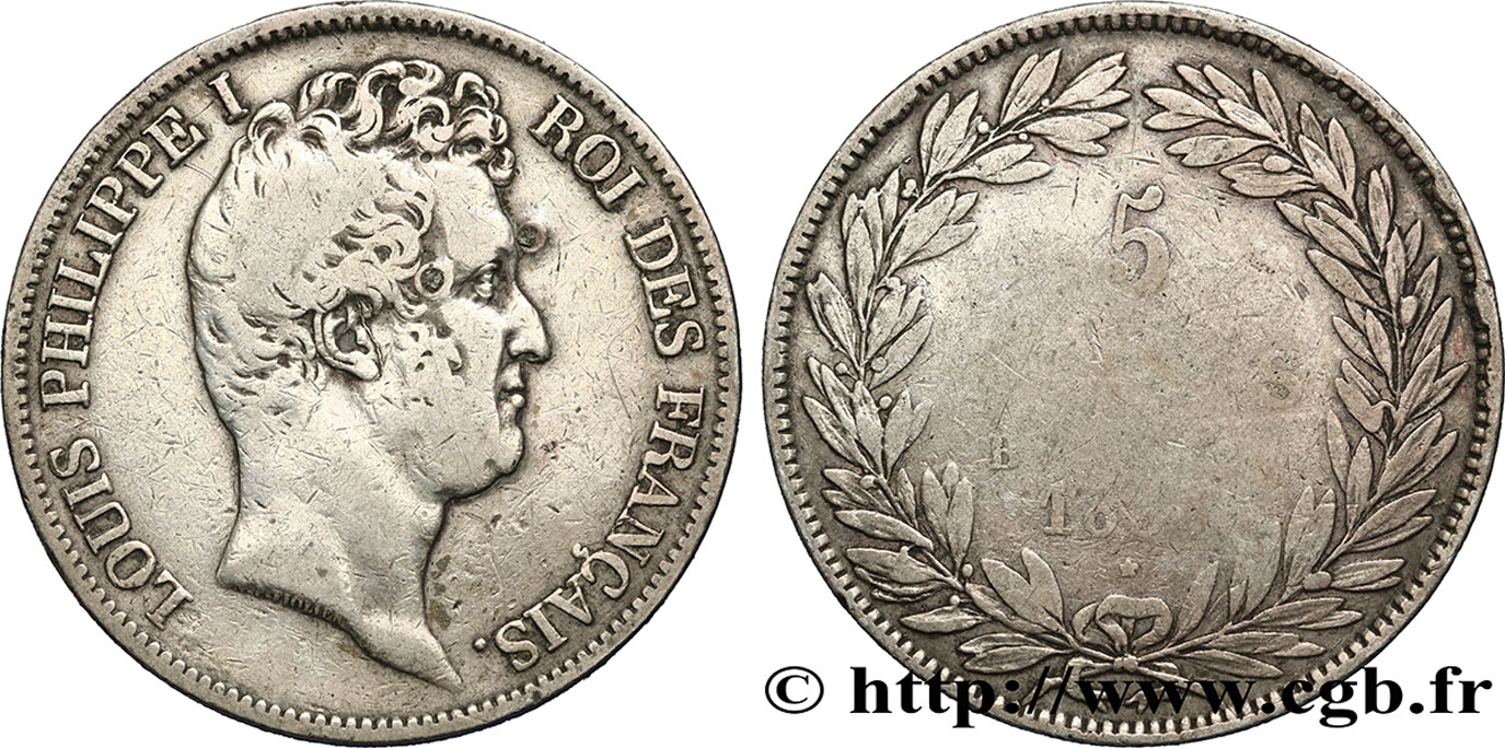 5 francs type Tiolier avec le I, tranche en creux 1831 Rouen F.315/15 F 