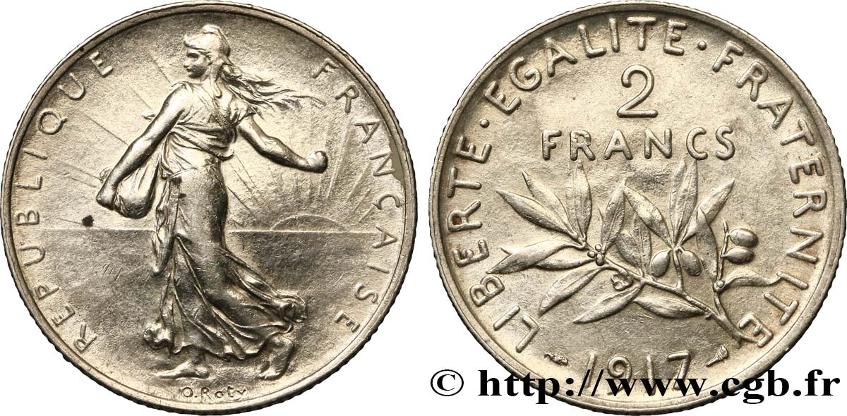 2 francs Semeuse 1917  F.266/19 MBC52 