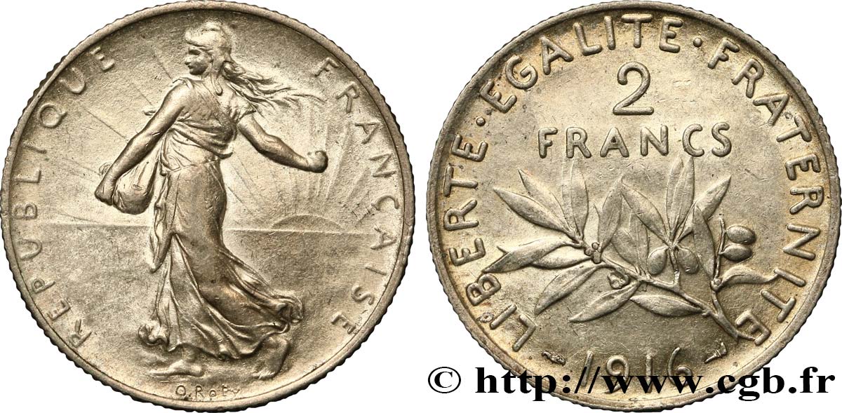 2 francs Semeuse 1916  F.266/18 MBC50 