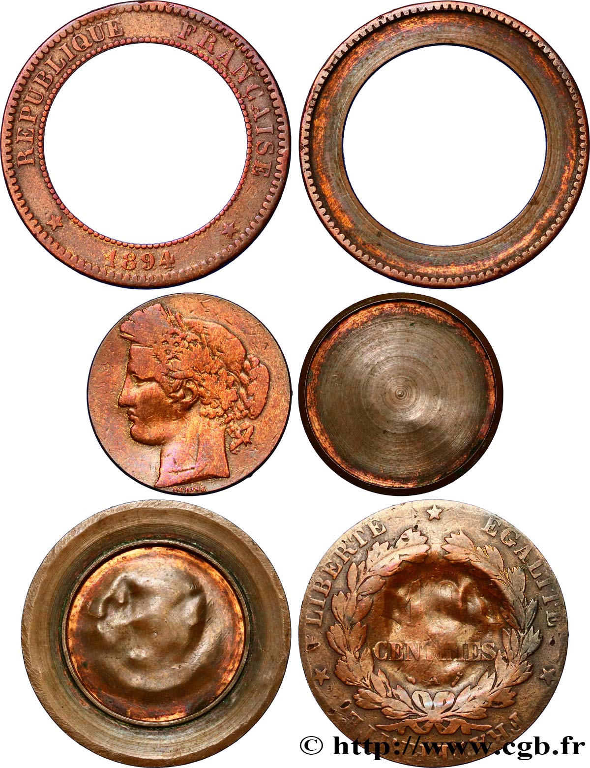 10 centimes Cérès, transformé en boîte de forçat 1894 Paris F.135/39 var. BC 