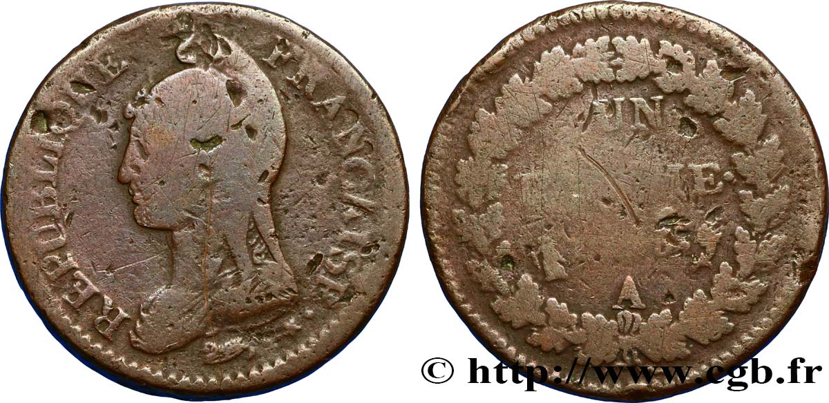 Un décime Dupré, grand module 1797 Paris F.129/1 SGE10 