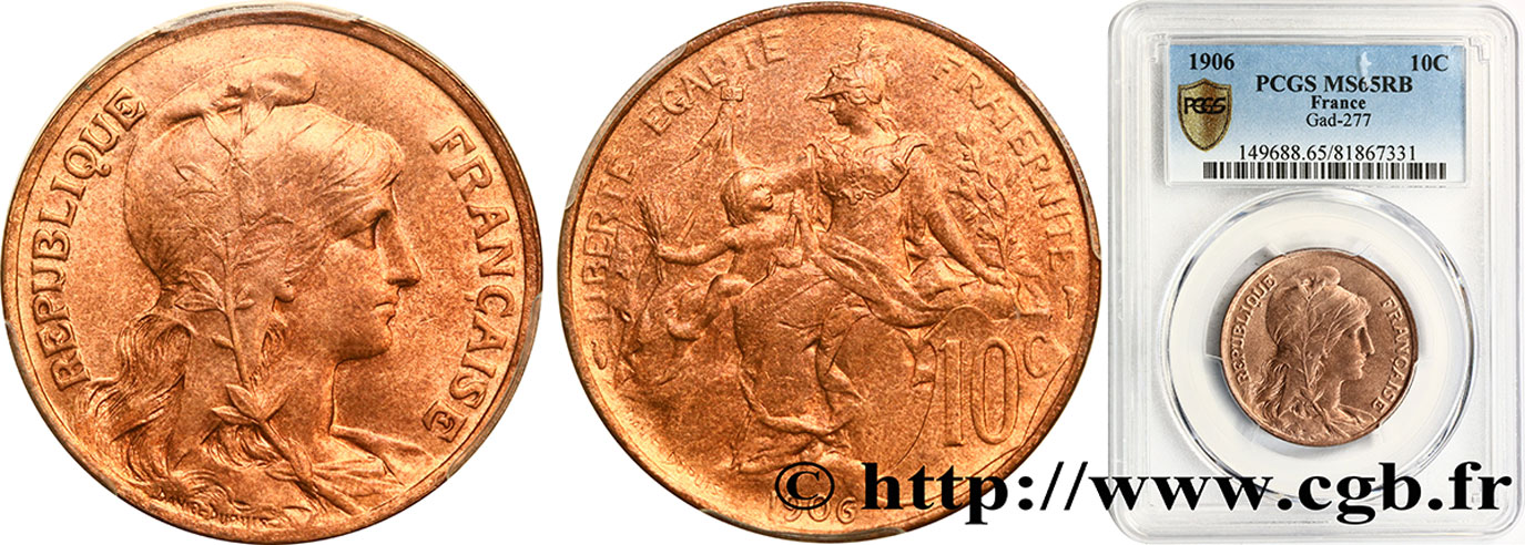 10 centimes Daniel-Dupuis 1906  F.136/15 ST65 PCGS