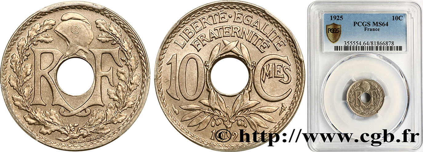 10 centimes Lindauer 1925  F.138/12 fST64 PCGS
